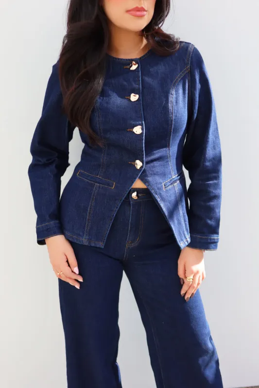 Becca Button Up Jacket - Denim made by Miss Lola
