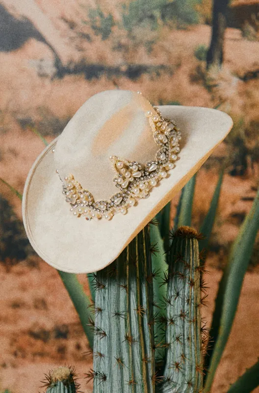 Selena Embellished Western Hat - Ivory sold by Miss Lola