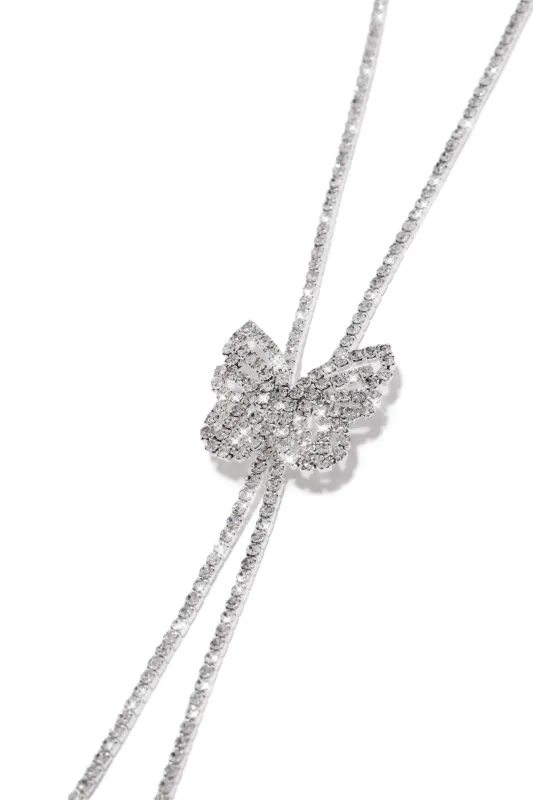 Mariposa Embellished Slide Necklace - Silver made by Miss Lola