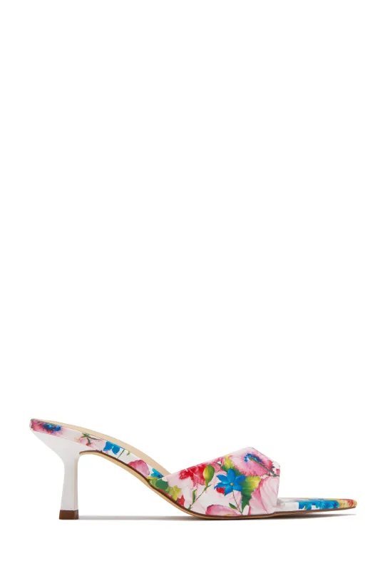 Kristie Mid Heel Mules - Floral made by Miss Lola