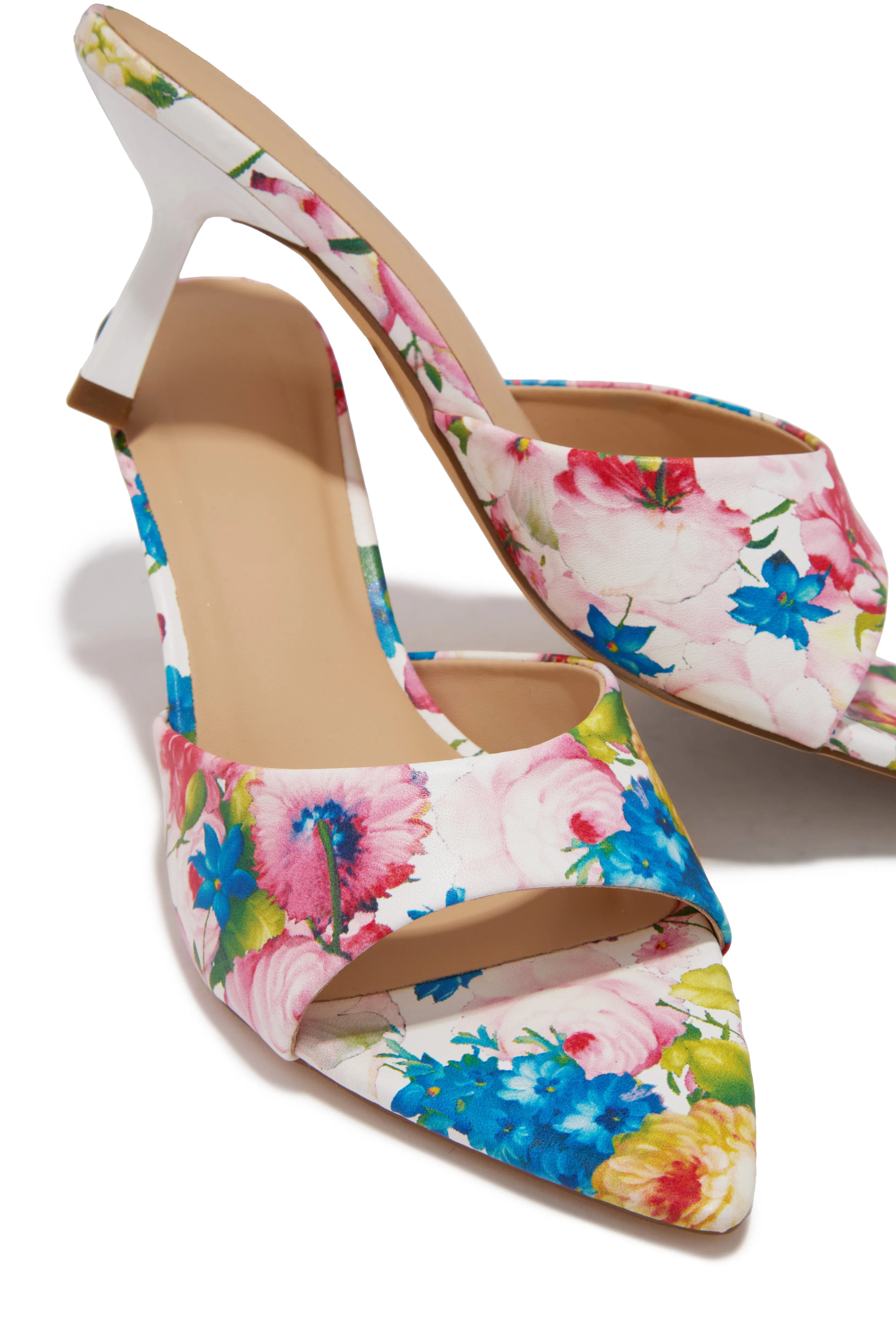 Kristie Mid Heel Mules - Floral sold by Miss Lola product image thumbnail 3