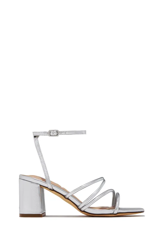 Jazmin Block Mid Heels - Silver made by Miss Lola