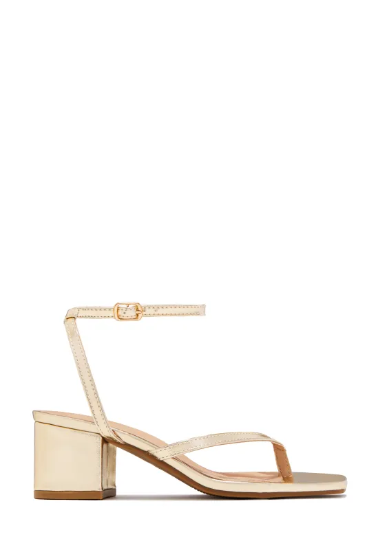 Letty Chunky Mid Heels - Gold made by Miss Lola