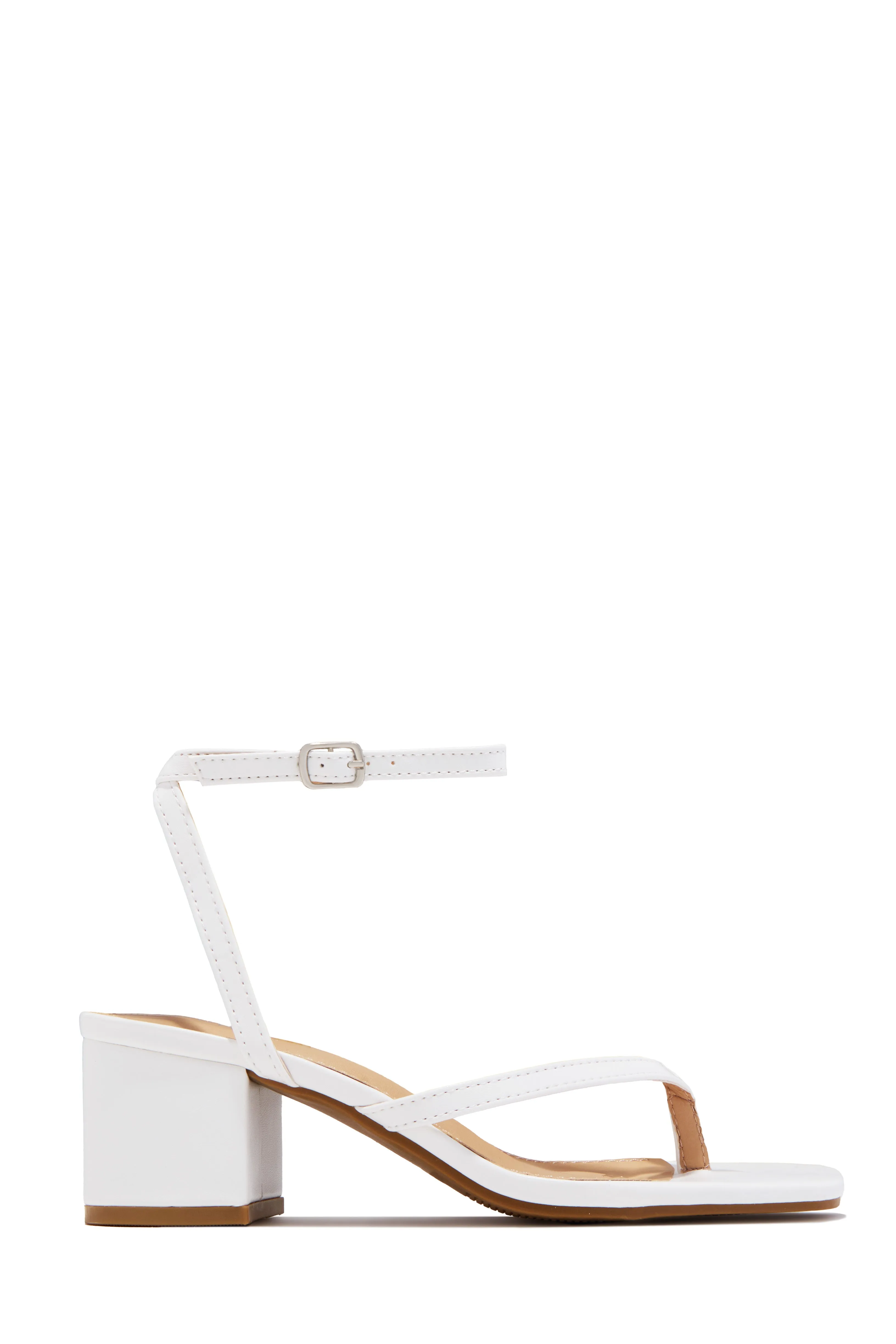 Letty Chunky Mid Heels - White sold by Miss Lola