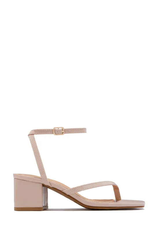 Letty Chunky Mid Heels - Nude made by Miss Lola