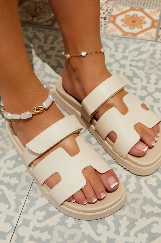 Sun Kissed Sun Slip On Sandals - Ivory made by Miss Lola