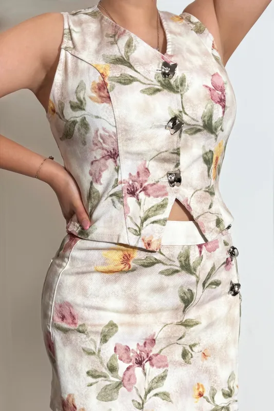 Lily Rose Vest Top - White Floral made by Miss Lola