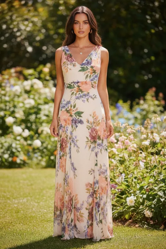 Floral Romance Sleeveless Maxi Dress - Floral Multi made by Miss Lola