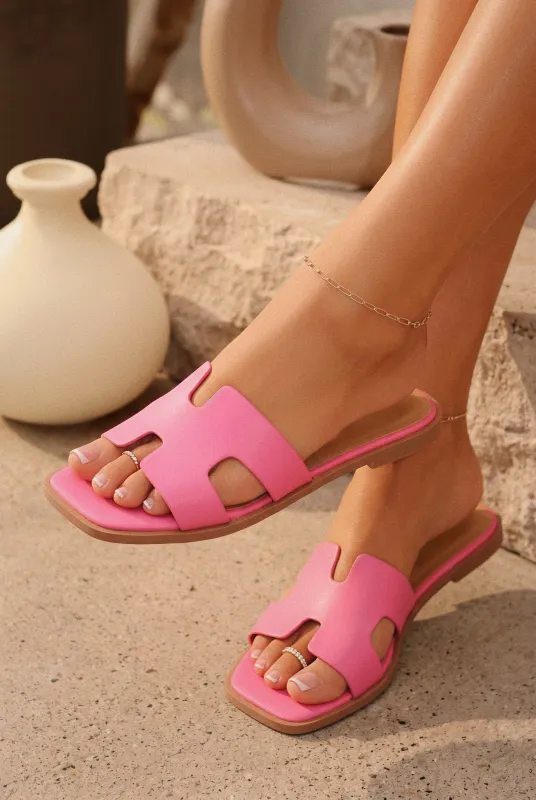 Lori Slip On Flat Sandals - Pink made by Soda