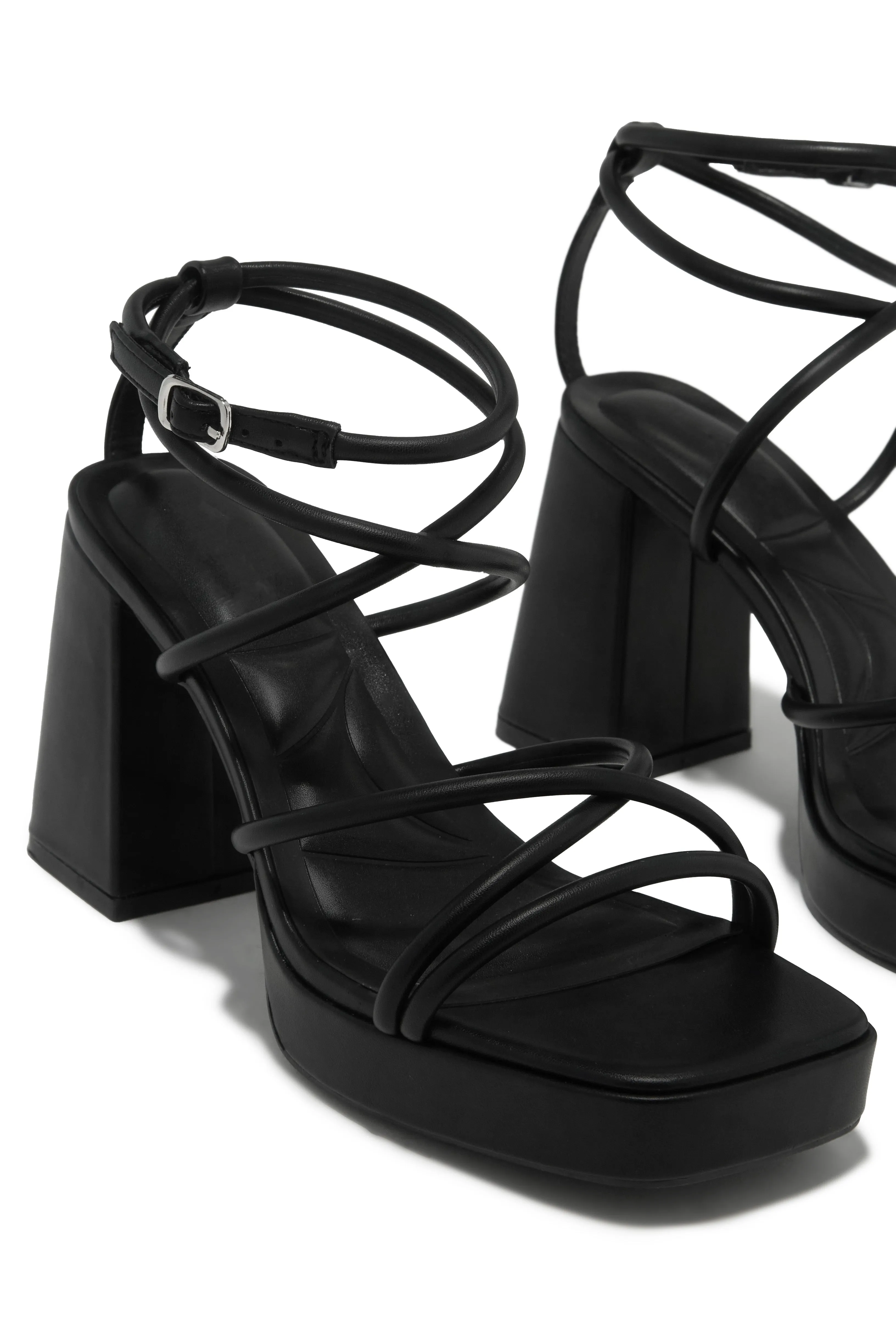 Kaylie Strappy Platform Block Heels - Black sold by Miss Lola product image thumbnail 5