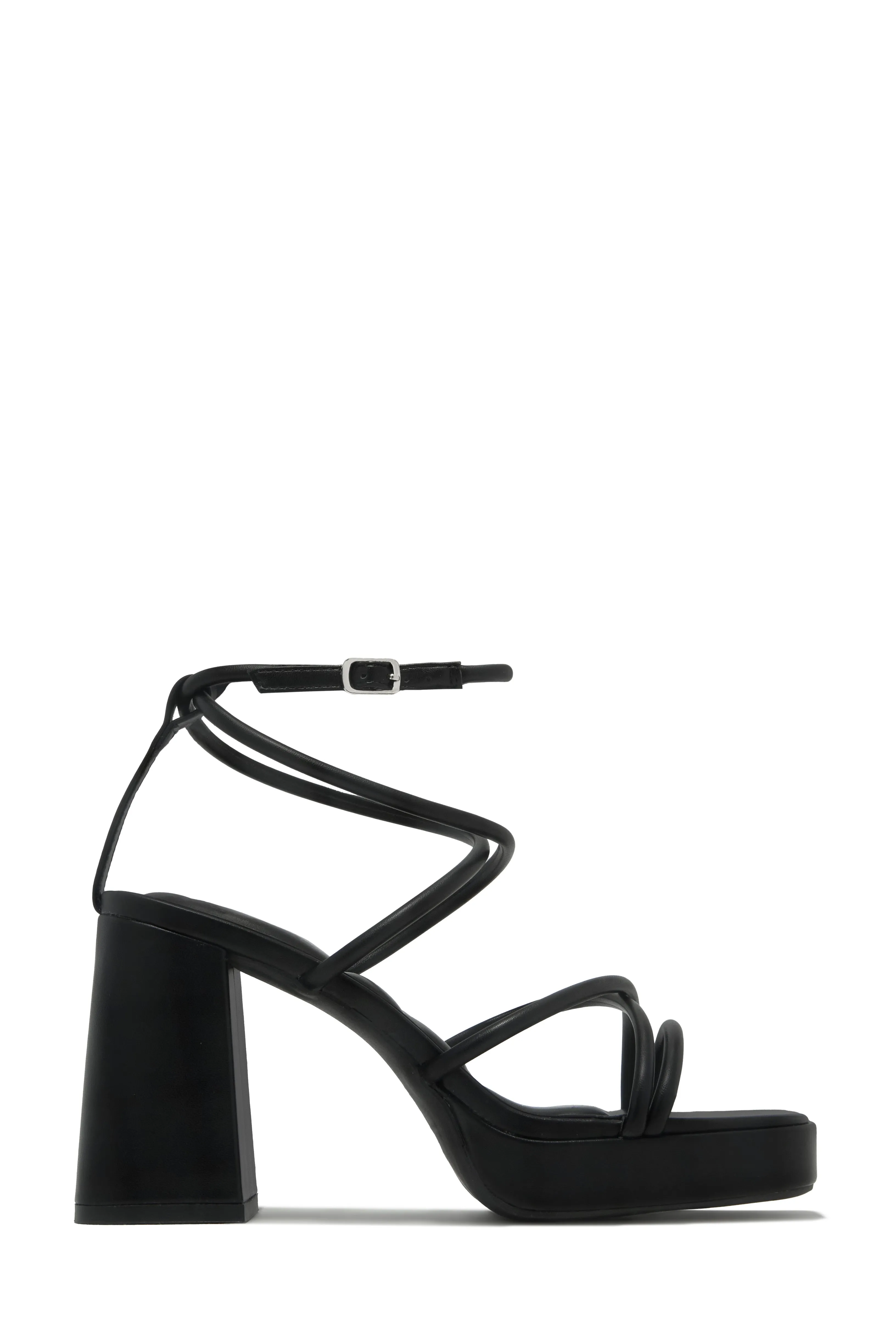 Kaylie Strappy Platform Block Heels - Black sold by Miss Lola product image thumbnail 3