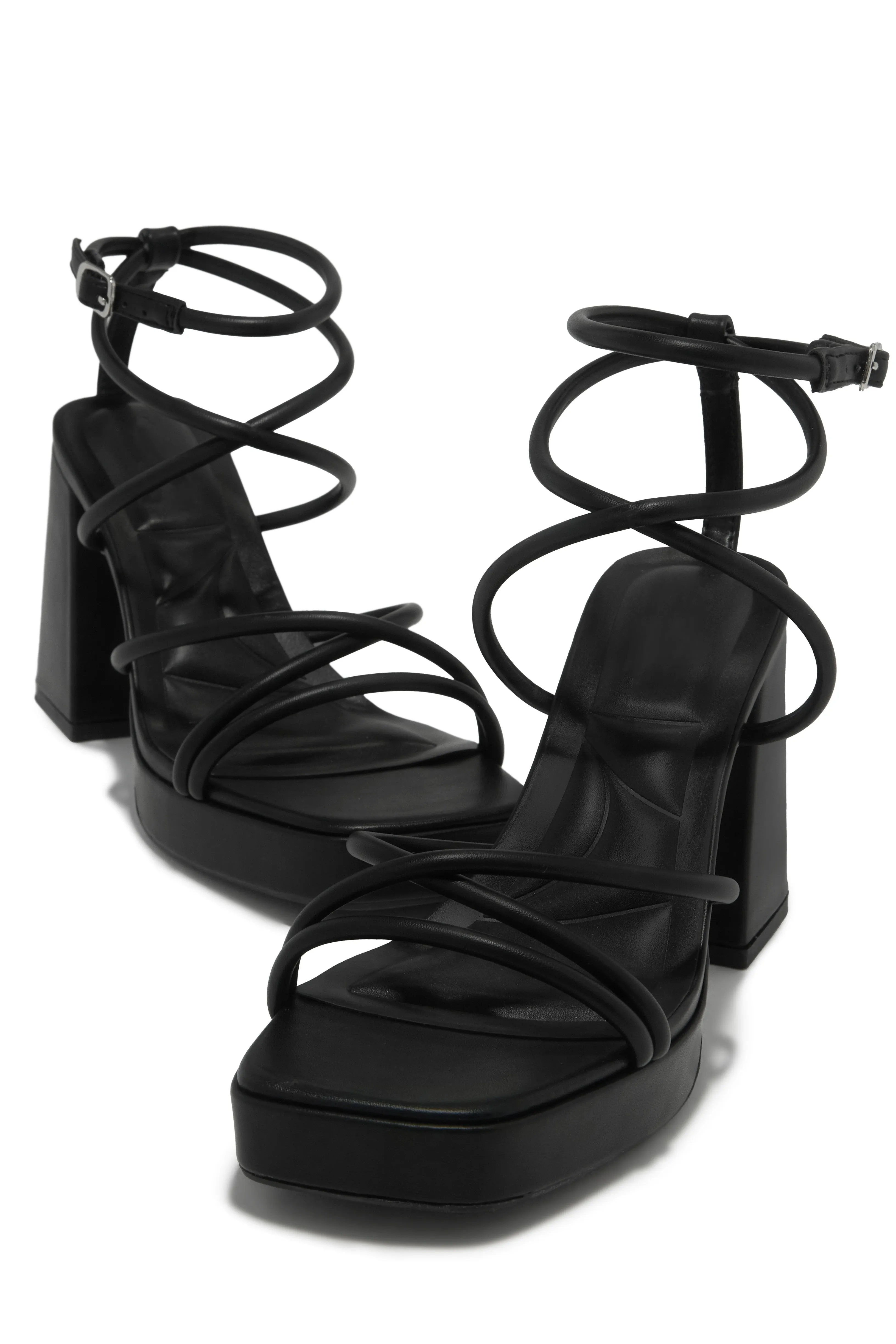 Kaylie Strappy Platform Block Heels - Black sold by Miss Lola product image thumbnail 2
