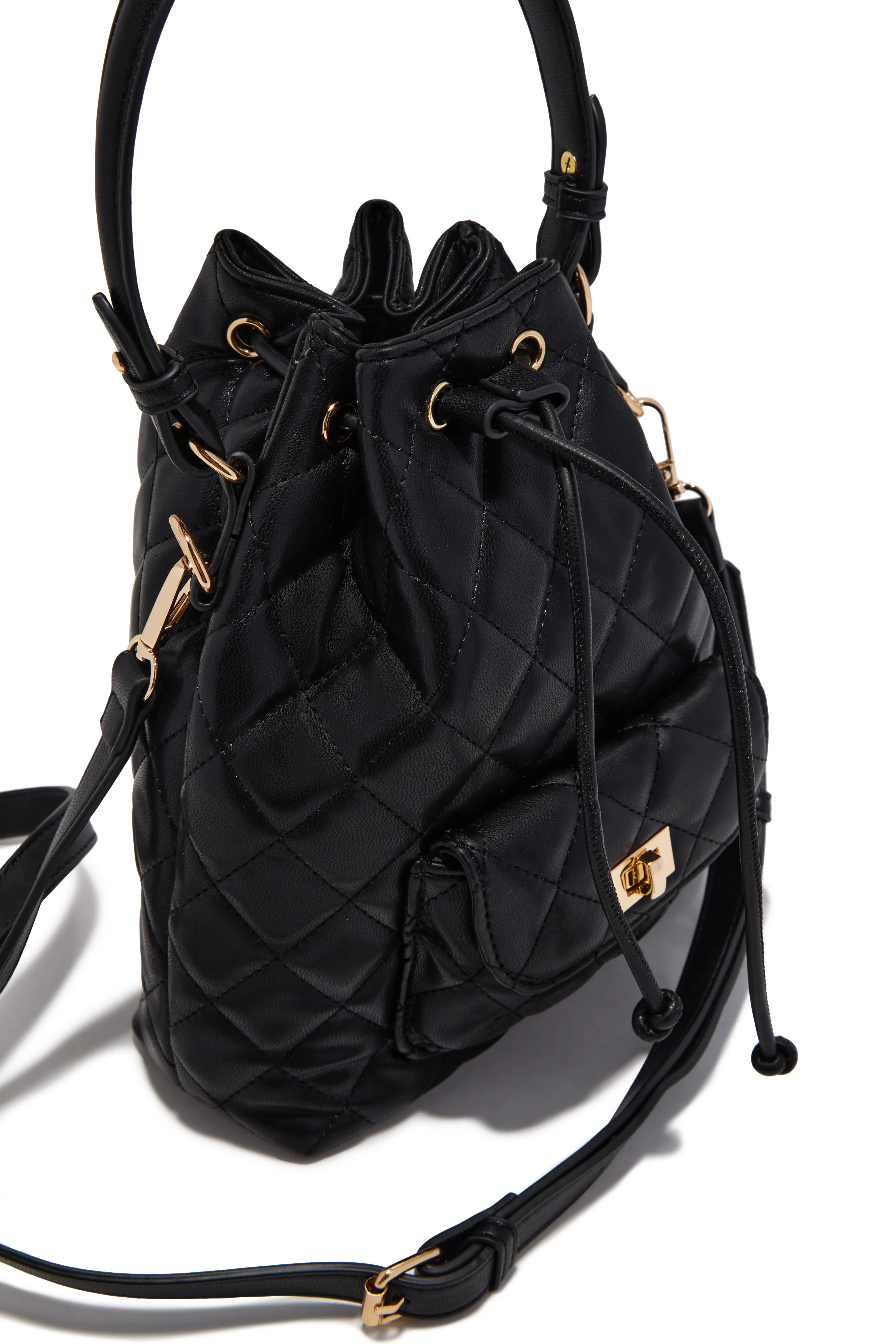 Chelsea Quilted Bucket Bag - Black sold by Miss Lola product image thumbnail 3