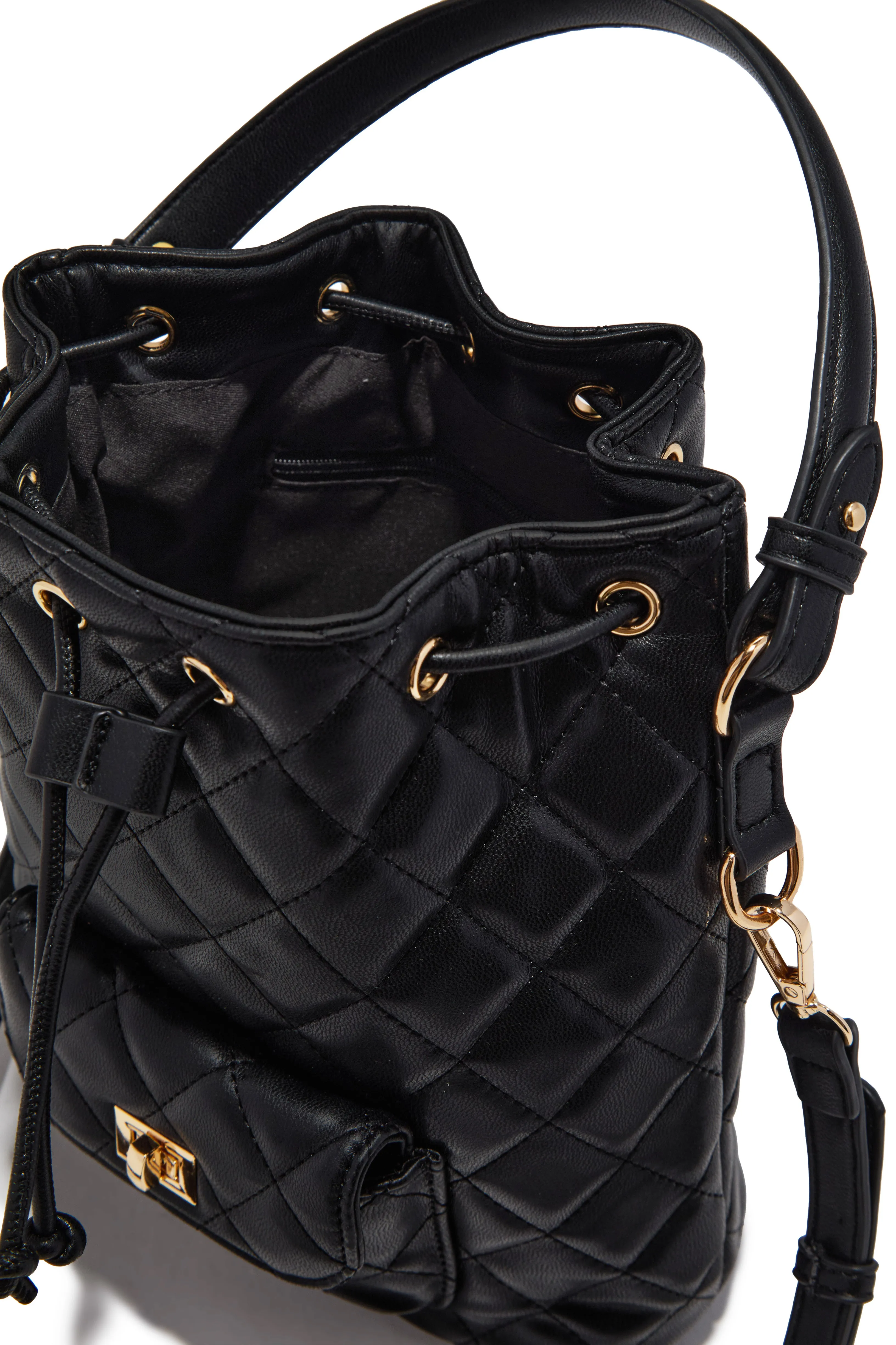 Chelsea Quilted Bucket Bag - Black sold by Miss Lola product image thumbnail 4