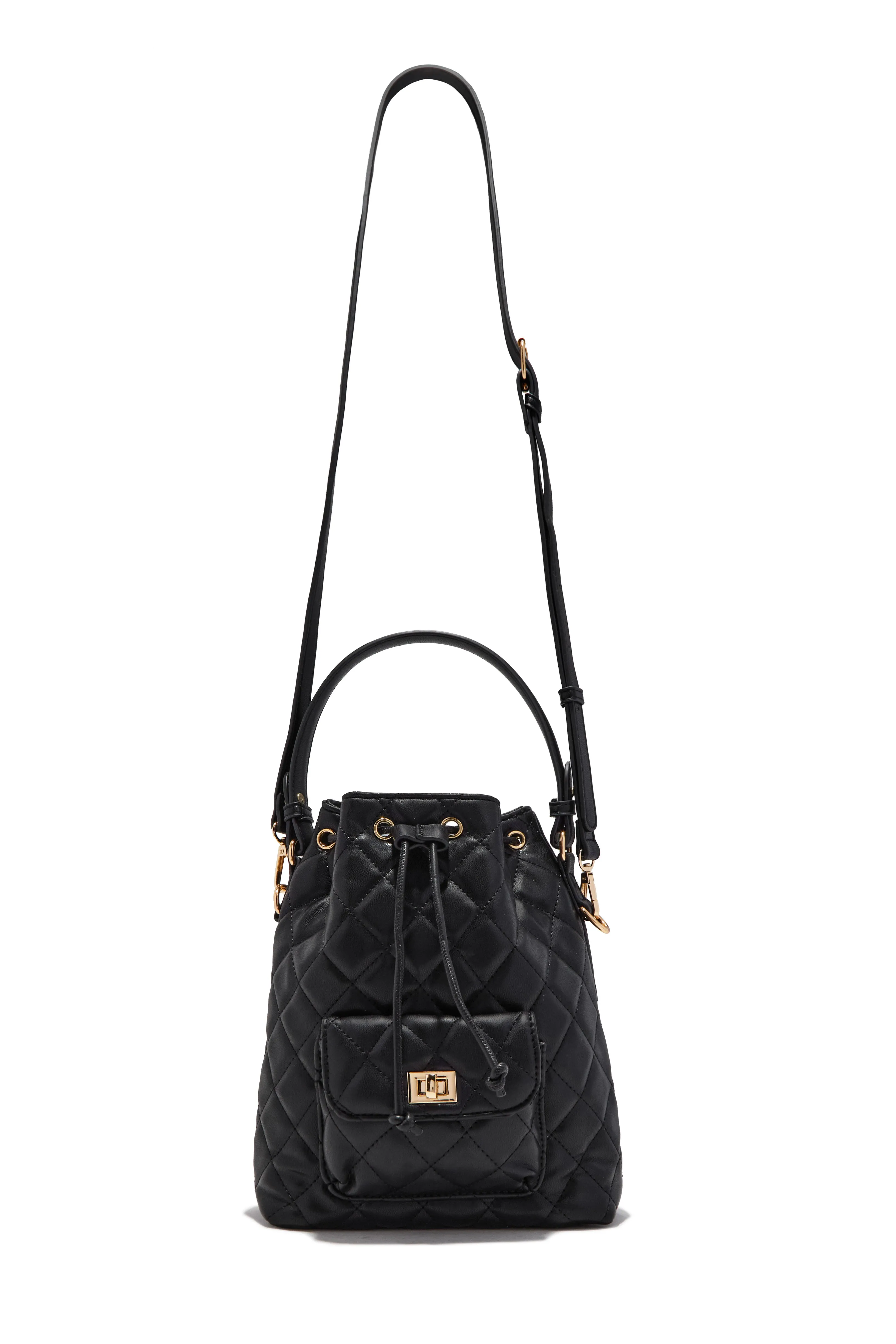 Chelsea Quilted Bucket Bag - Black sold by Miss Lola