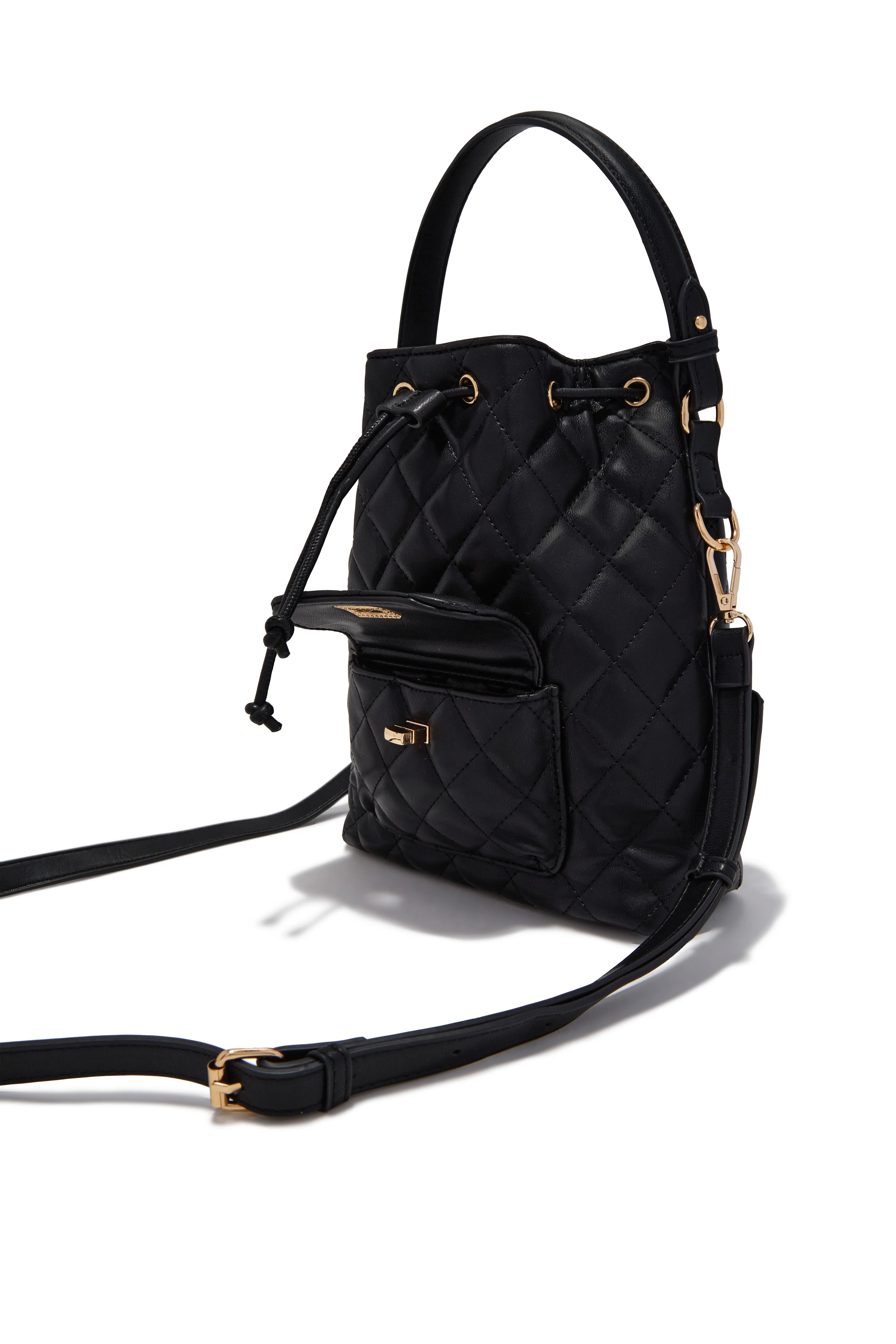 Chelsea Quilted Bucket Bag - Black sold by Miss Lola product image thumbnail 2