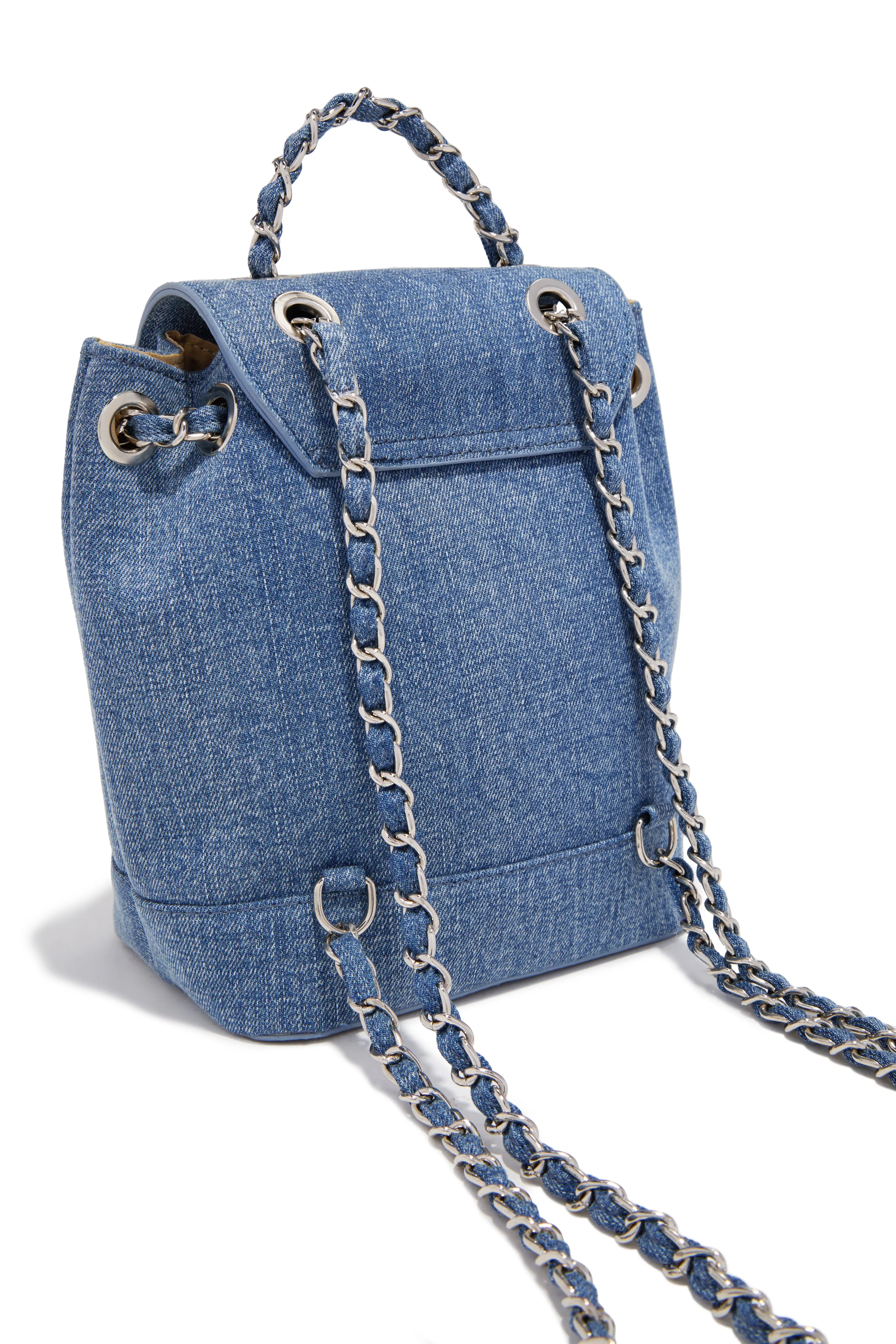 Kelly Chain Strap Mini Backpack - Denim sold by Miss Lola product image thumbnail 2