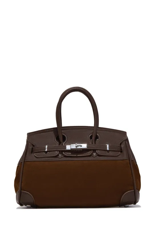 Kourtney Structured Top Handle Handbag - Brown made by Miss Lola