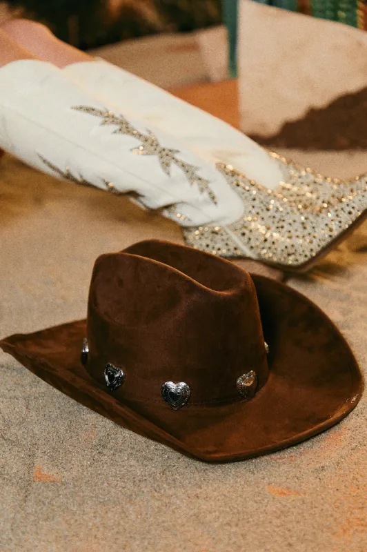 Heartbreaker Heart Pendants Cowgirl Hat - Brown sold by Miss Lola