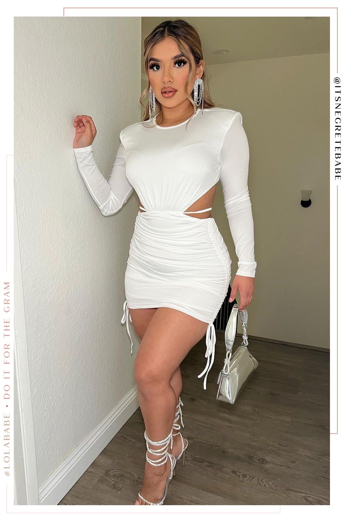 Tahlia Long Sleeve Mini Dress - White sold by Miss Lola product image thumbnail 4