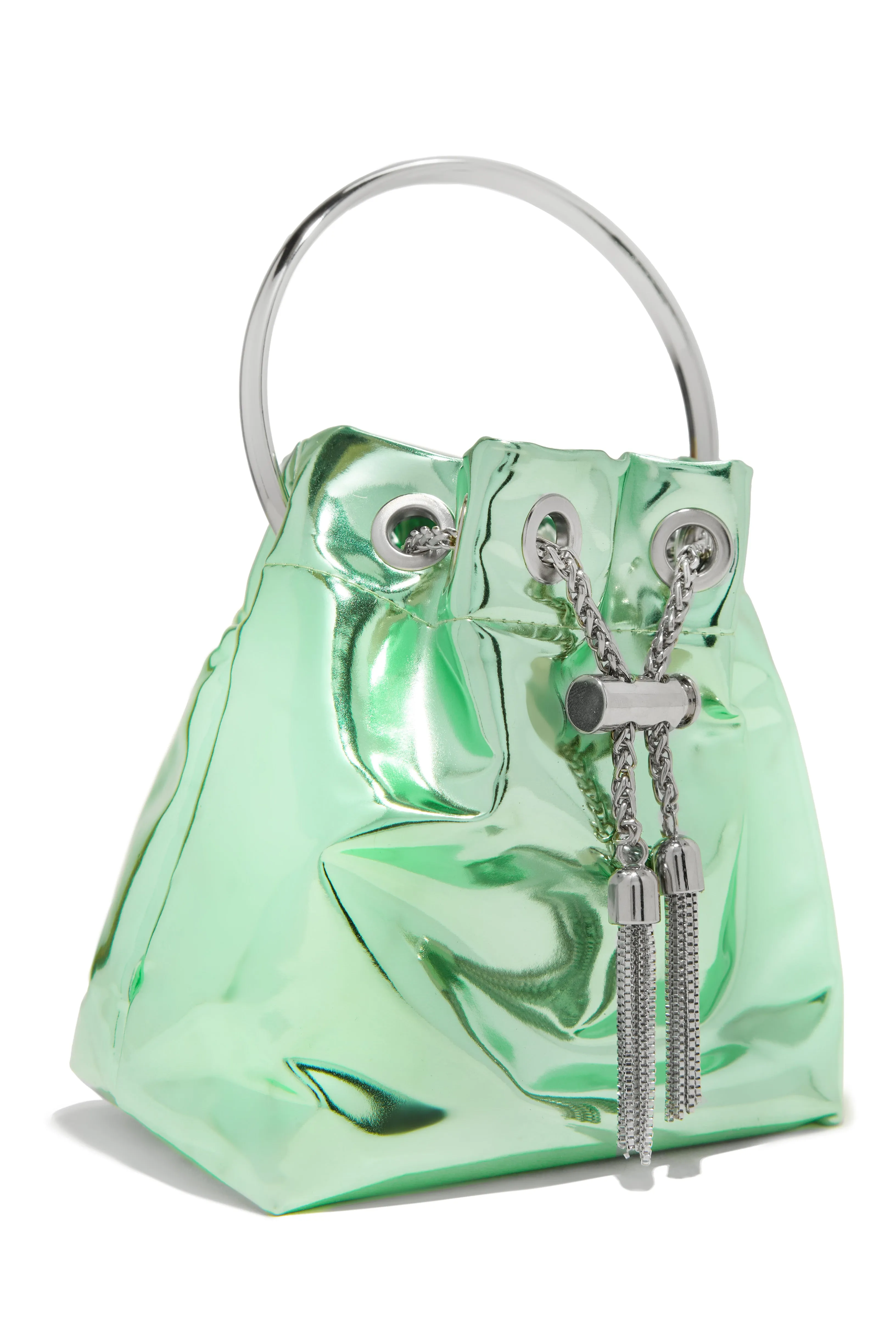 Jilian Metallic Bucket Bag - Green sold by Miss Lola product image thumbnail 5