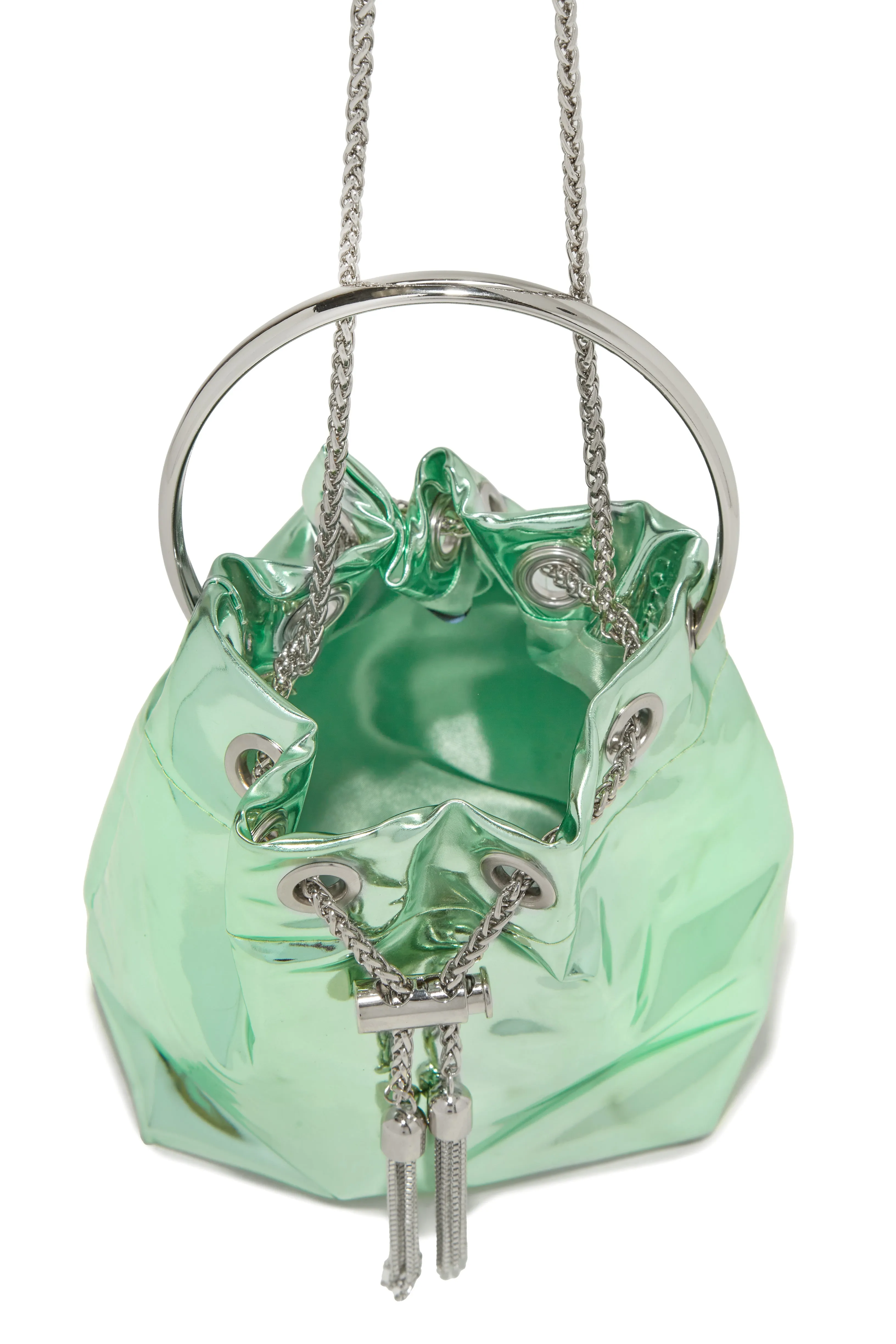 Jilian Metallic Bucket Bag - Green sold by Miss Lola product image thumbnail 4