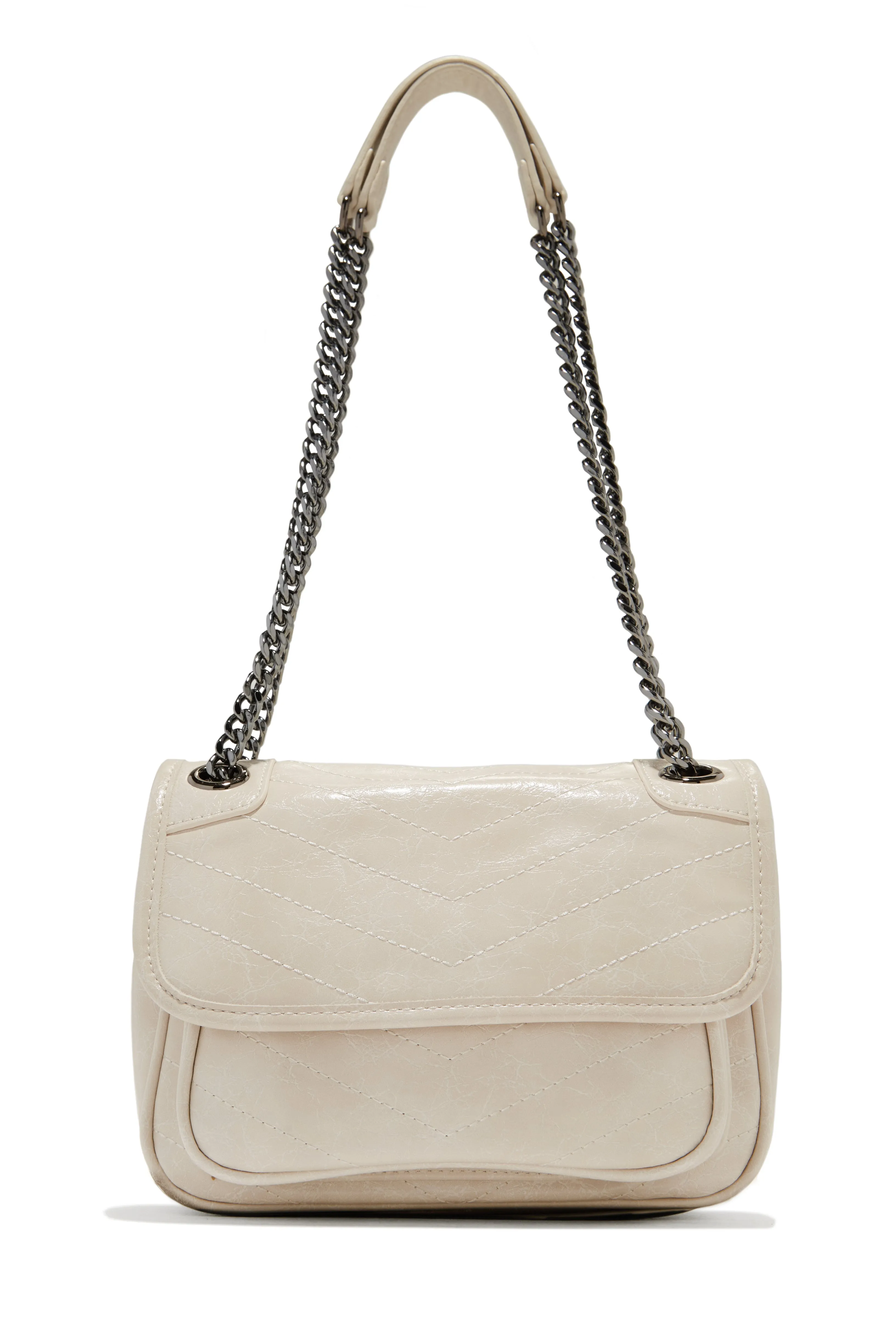 Alicia Quilted Flap Crossbody Bag - Ivory sold by Miss Lola