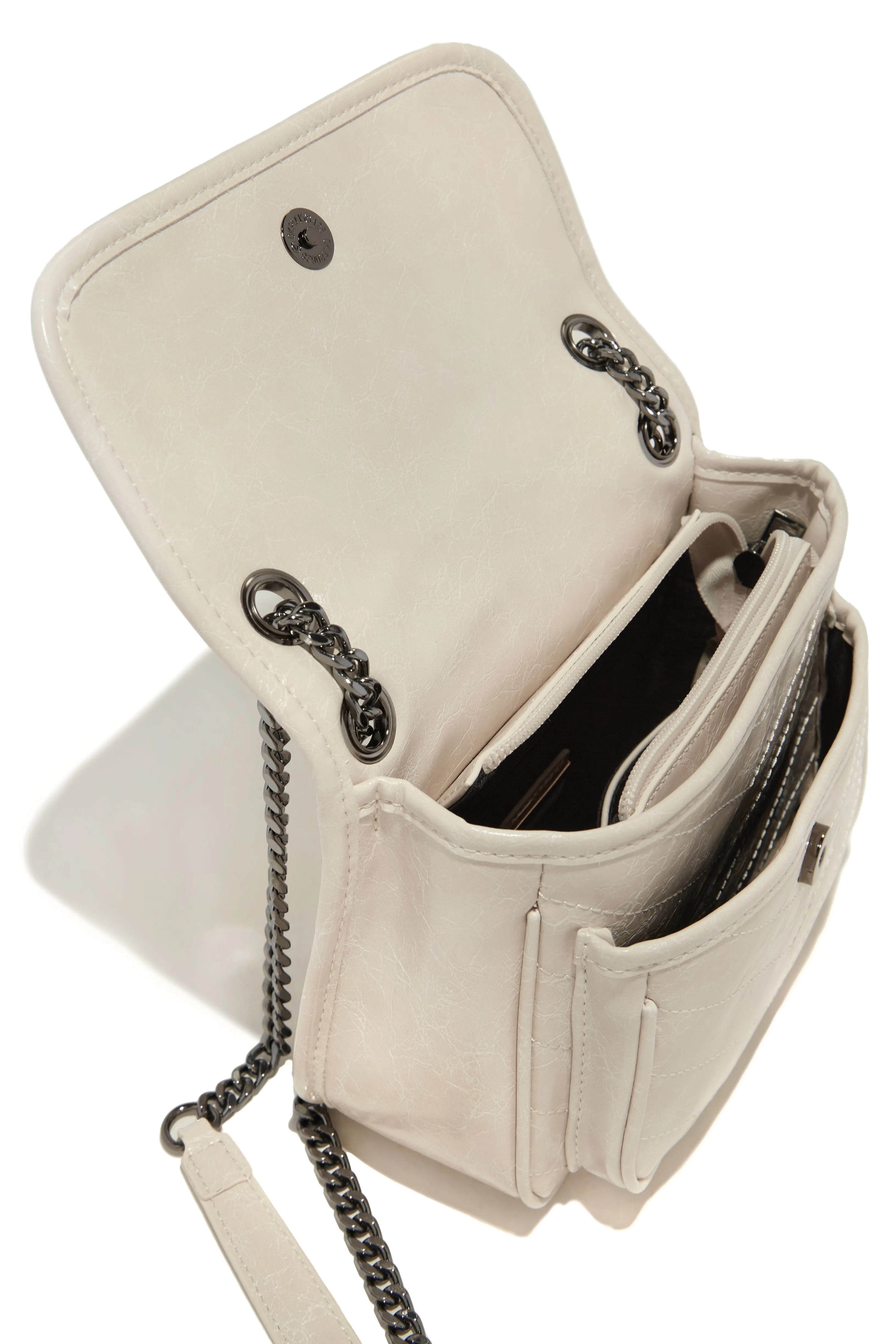 Alicia Quilted Flap Crossbody Bag - Ivory sold by Miss Lola product image thumbnail 2