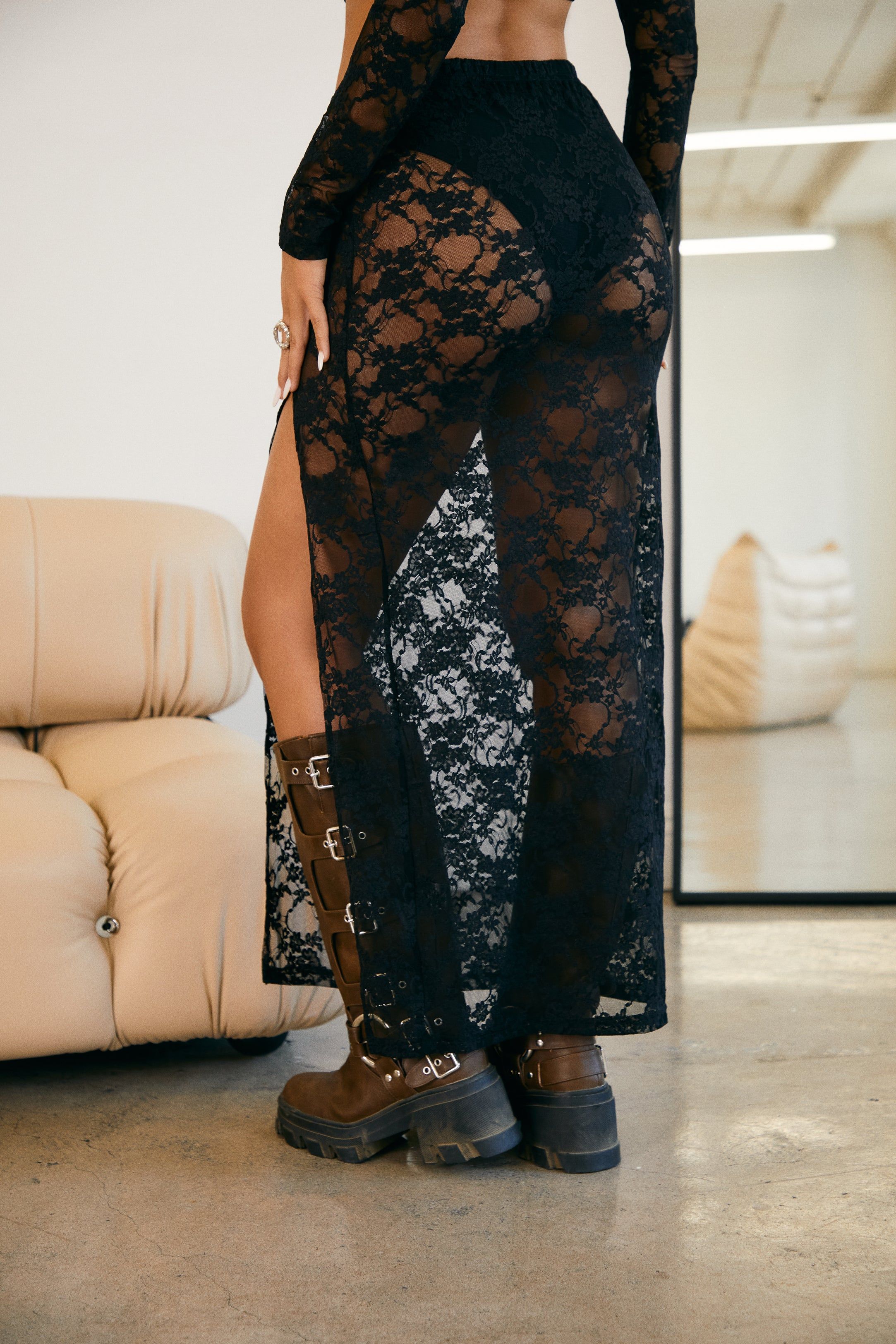 Delia Two Piece Lace Skirt Set - Black sold by Miss Lola product image thumbnail 2