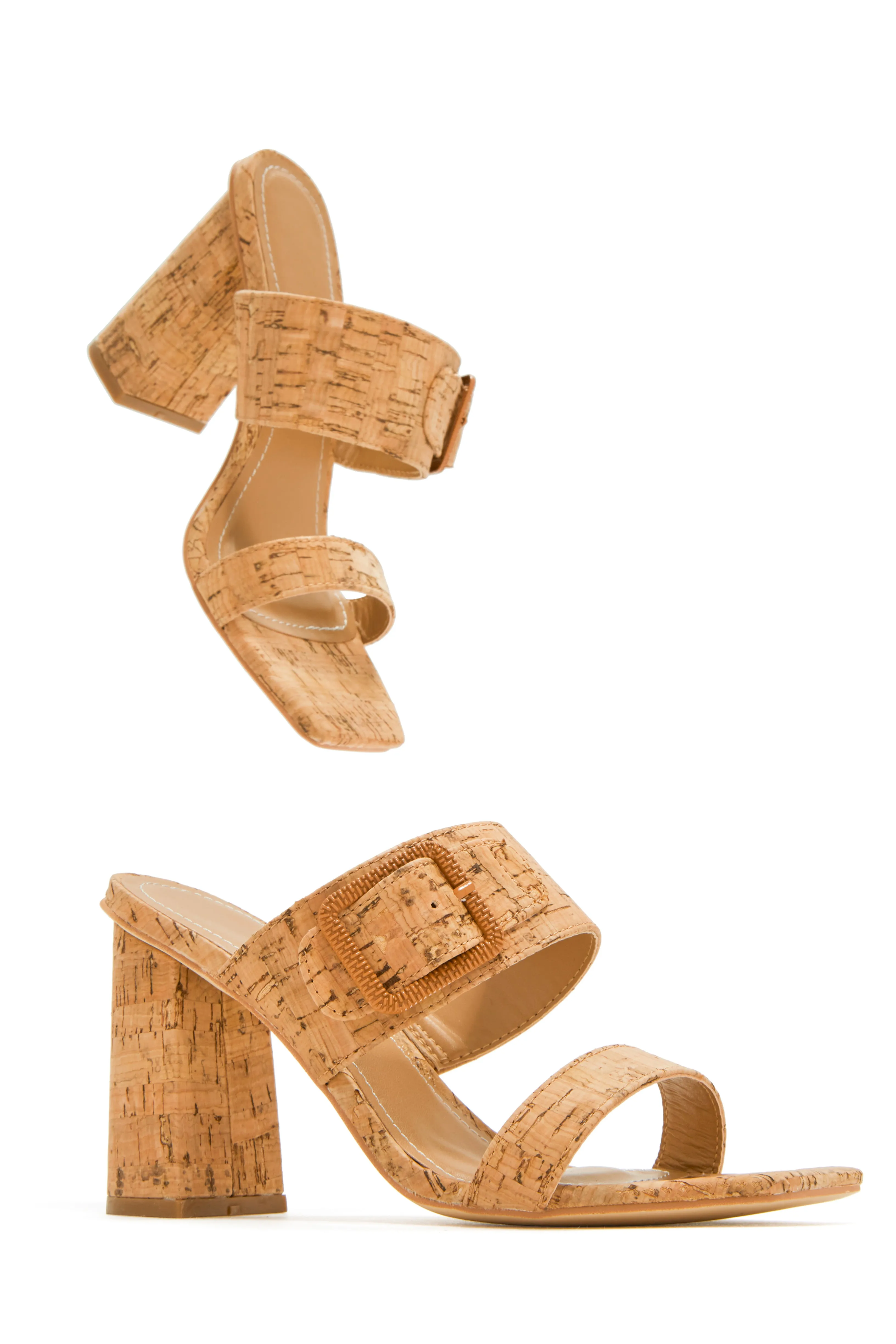 Narissa Block Heel Mules - Cork sold by Miss Lola product image thumbnail 2