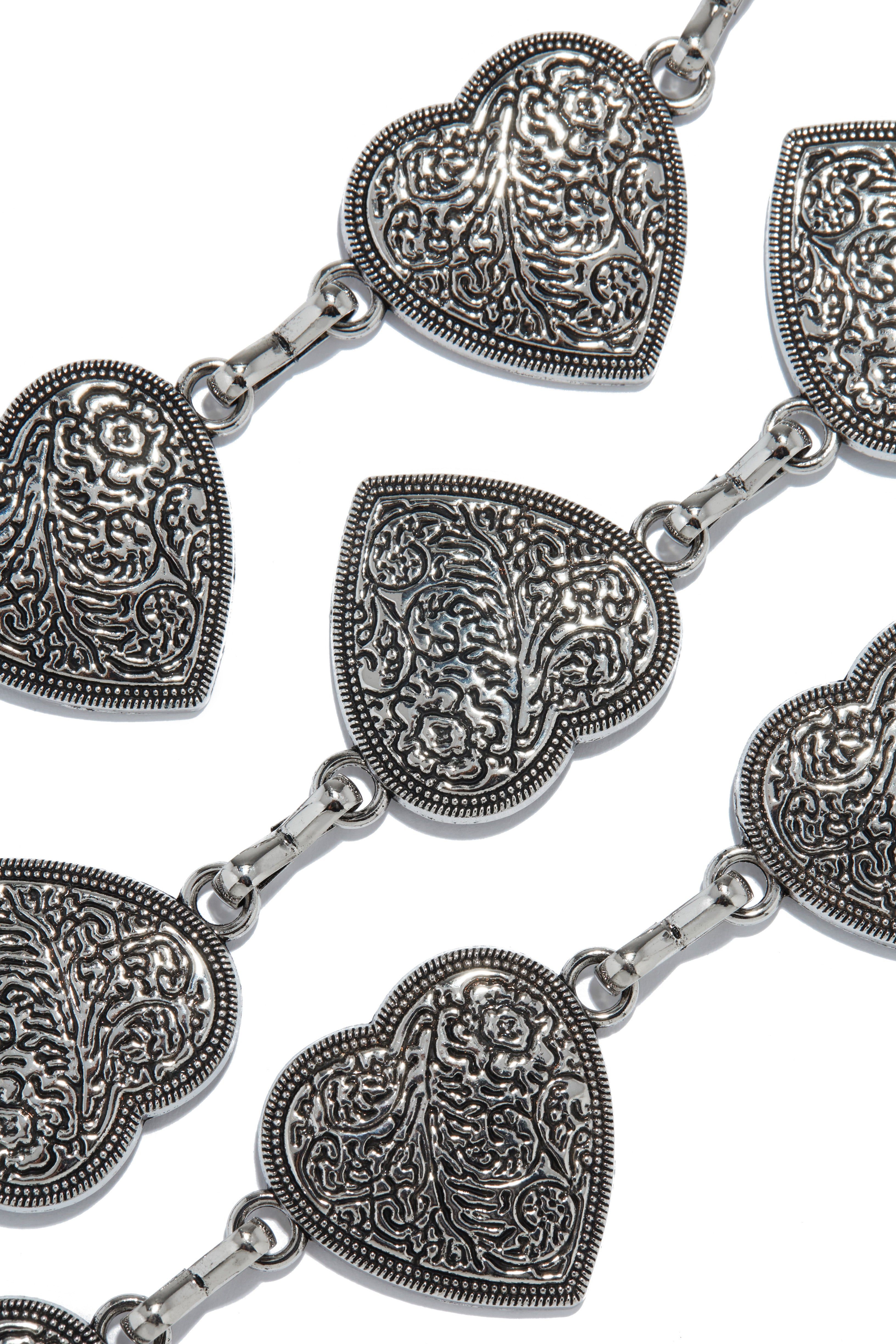 Country Love Heart Pendant Chain Belt - Silver sold by Miss Lola product image thumbnail 2