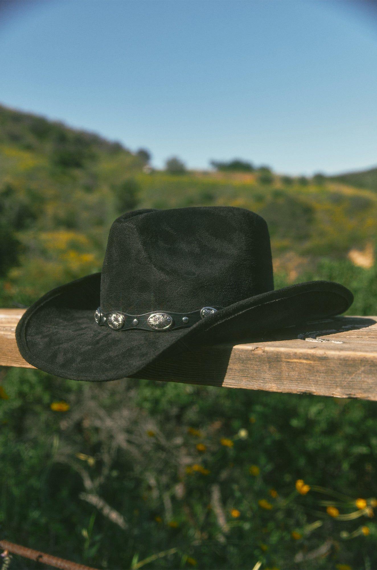 Luna Faux Suede Western Hat - Black sold by Miss Lola