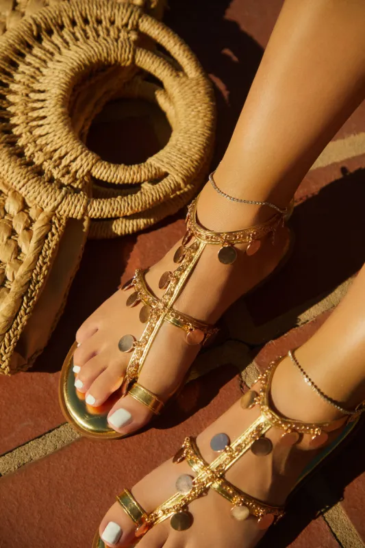 Absolute Paradise Chain Embellished Sandals - Gold sold by Miss Lola