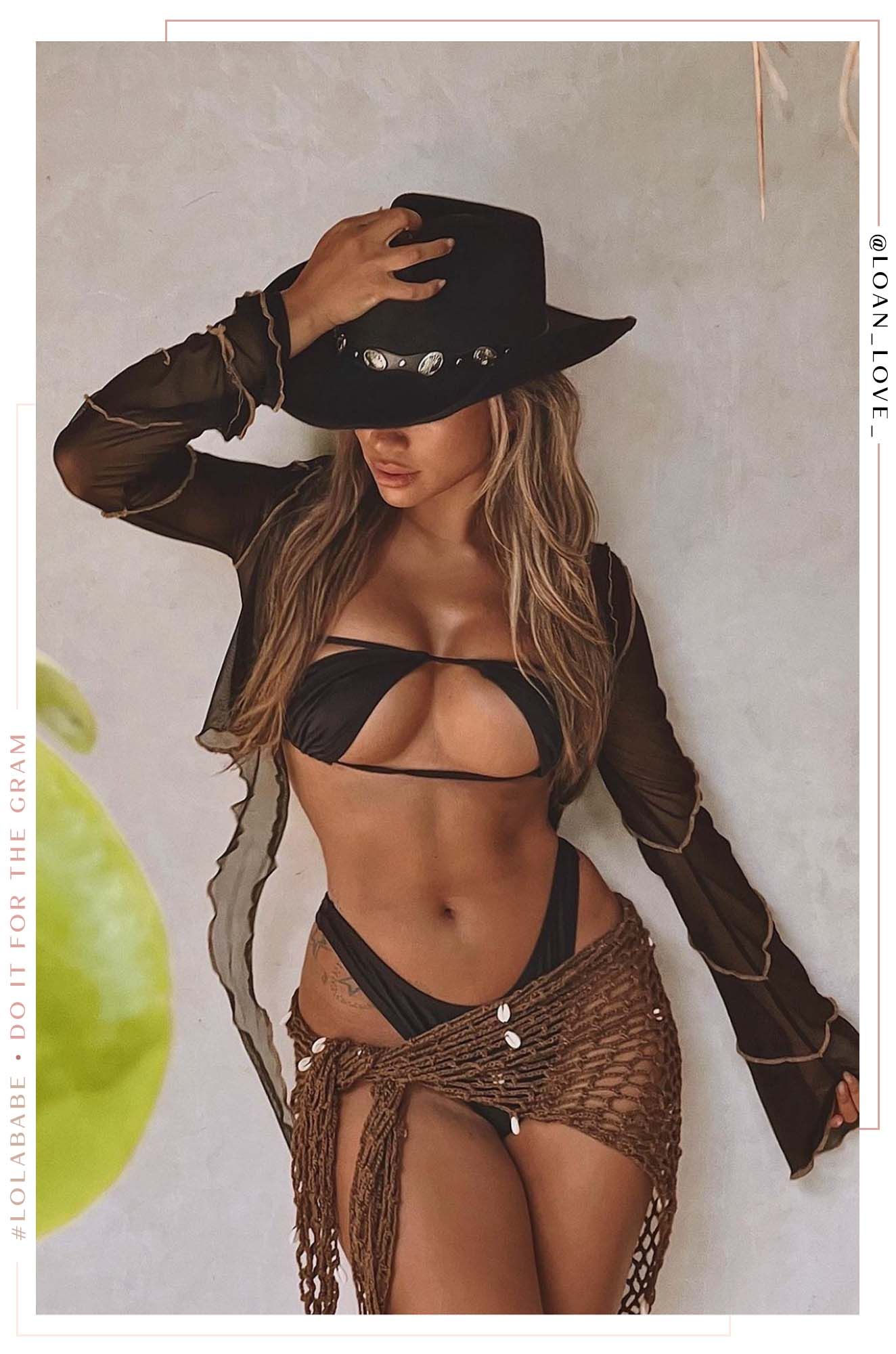 Luna Faux Suede Western Hat - Black sold by Miss Lola product image thumbnail 2