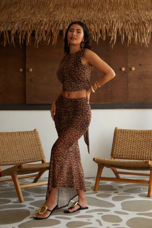 Larissa Maxi Skirt Set - Leopard sold by Miss Lola