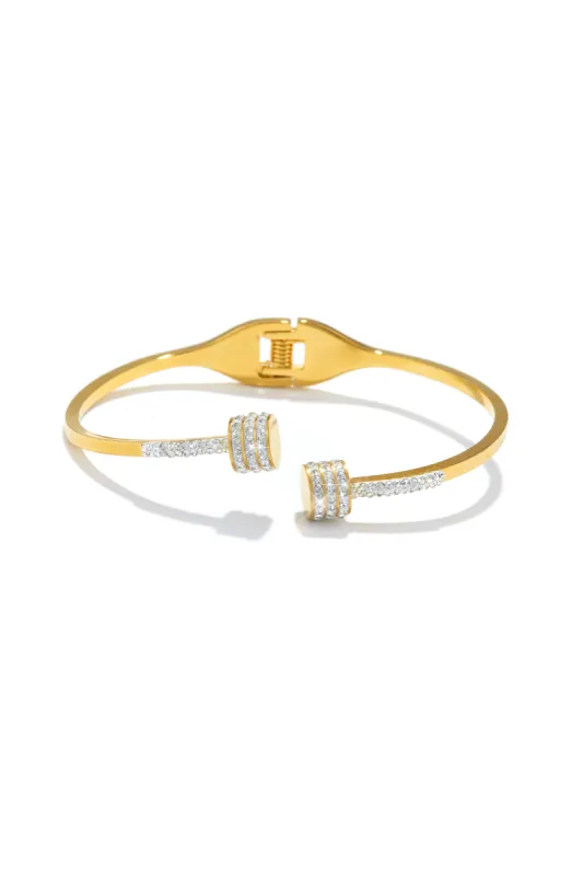 Amanda Stainless Steel CZ Bangle - Gold sold by Miss Lola
