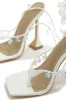 Haven Lace Up High Heels - White sold by Miss Lola