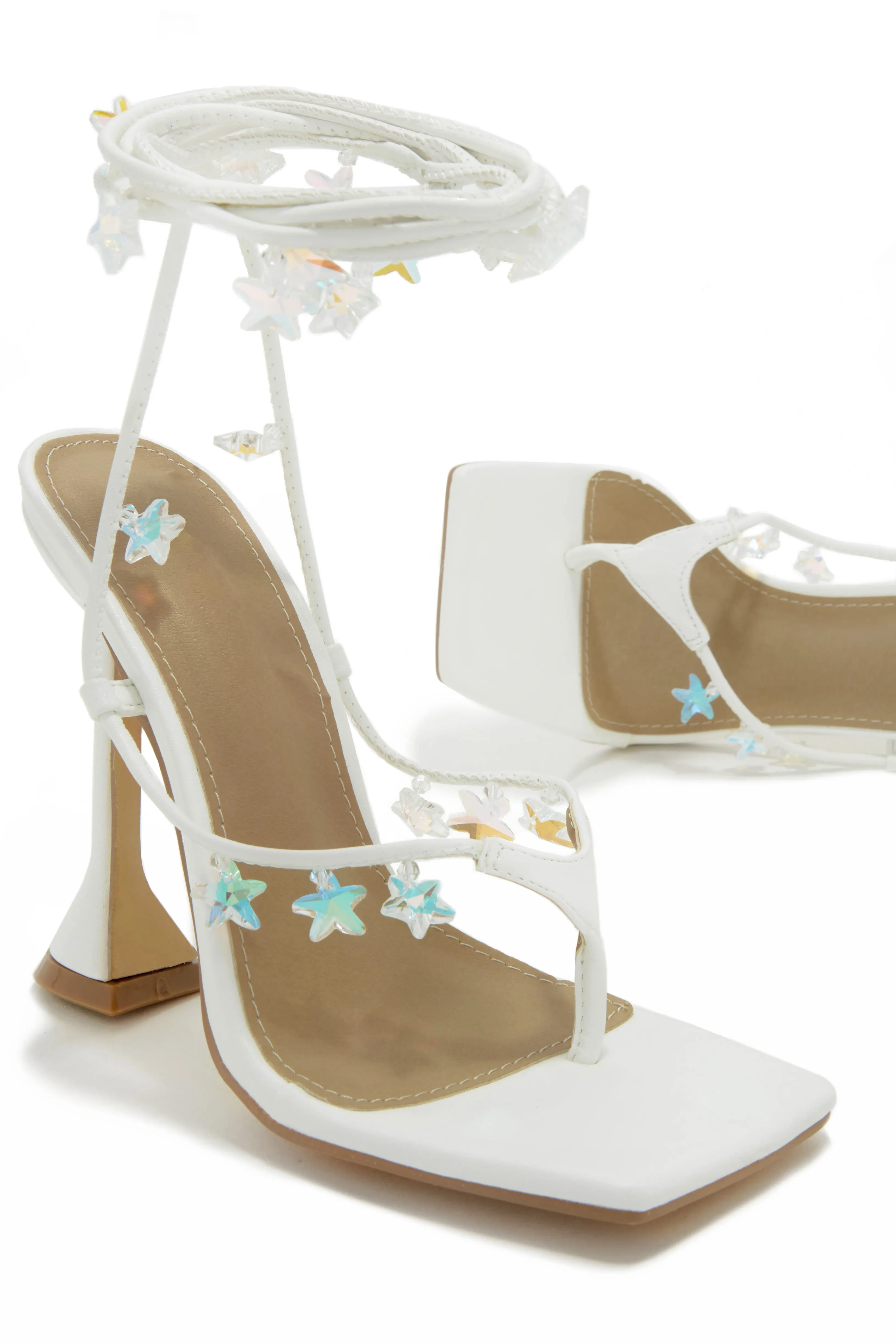 Haven Lace Up High Heels - White sold by Miss Lola product image thumbnail 3