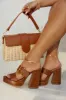 Adrina Platform Block Heel Mules - Tan sold by Miss Lola