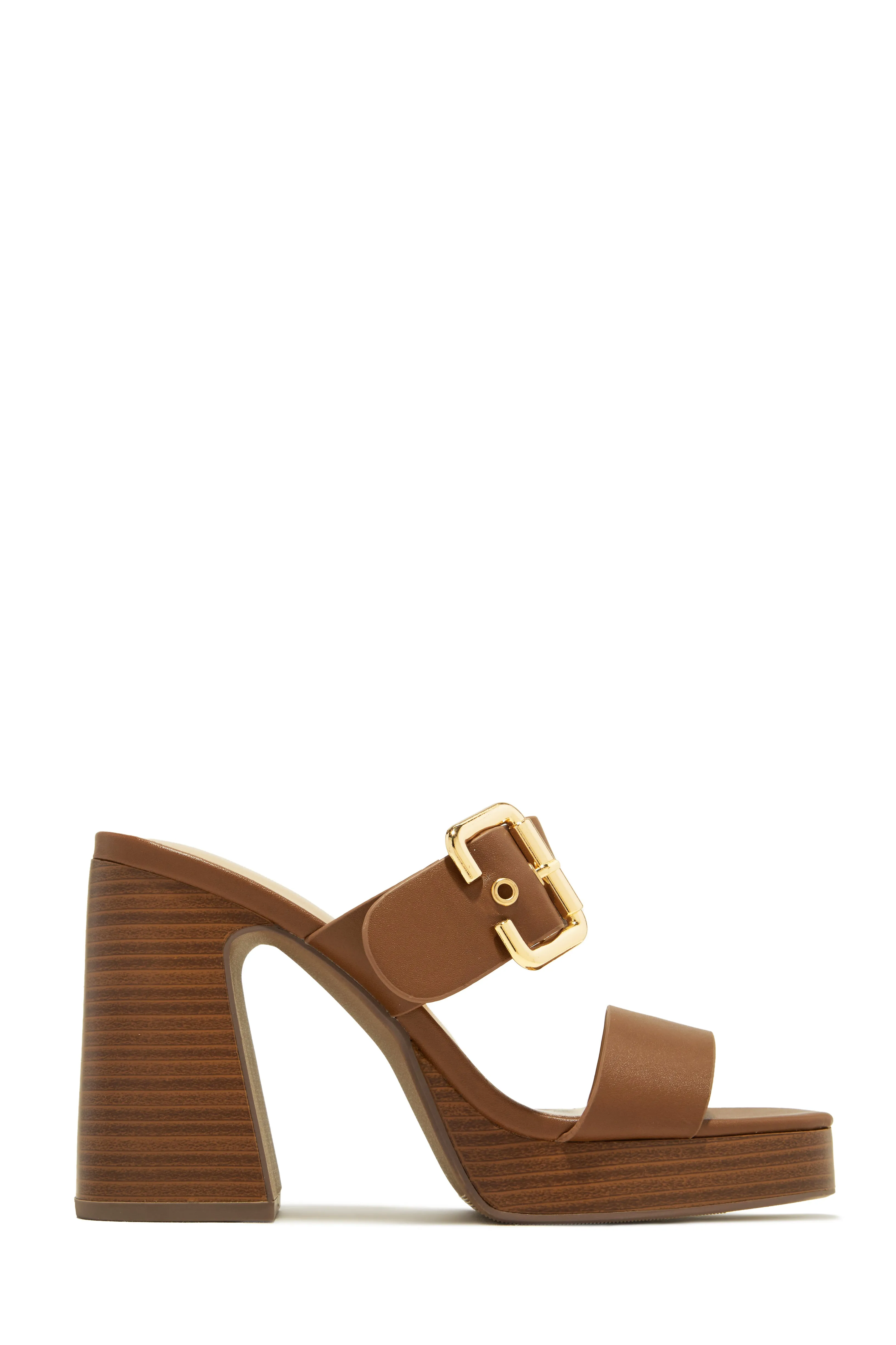 Adrina Platform Block Heel Mules - Tan sold by Miss Lola product image thumbnail 5