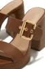 Adrina Platform Block Heel Mules - Tan sold by Miss Lola