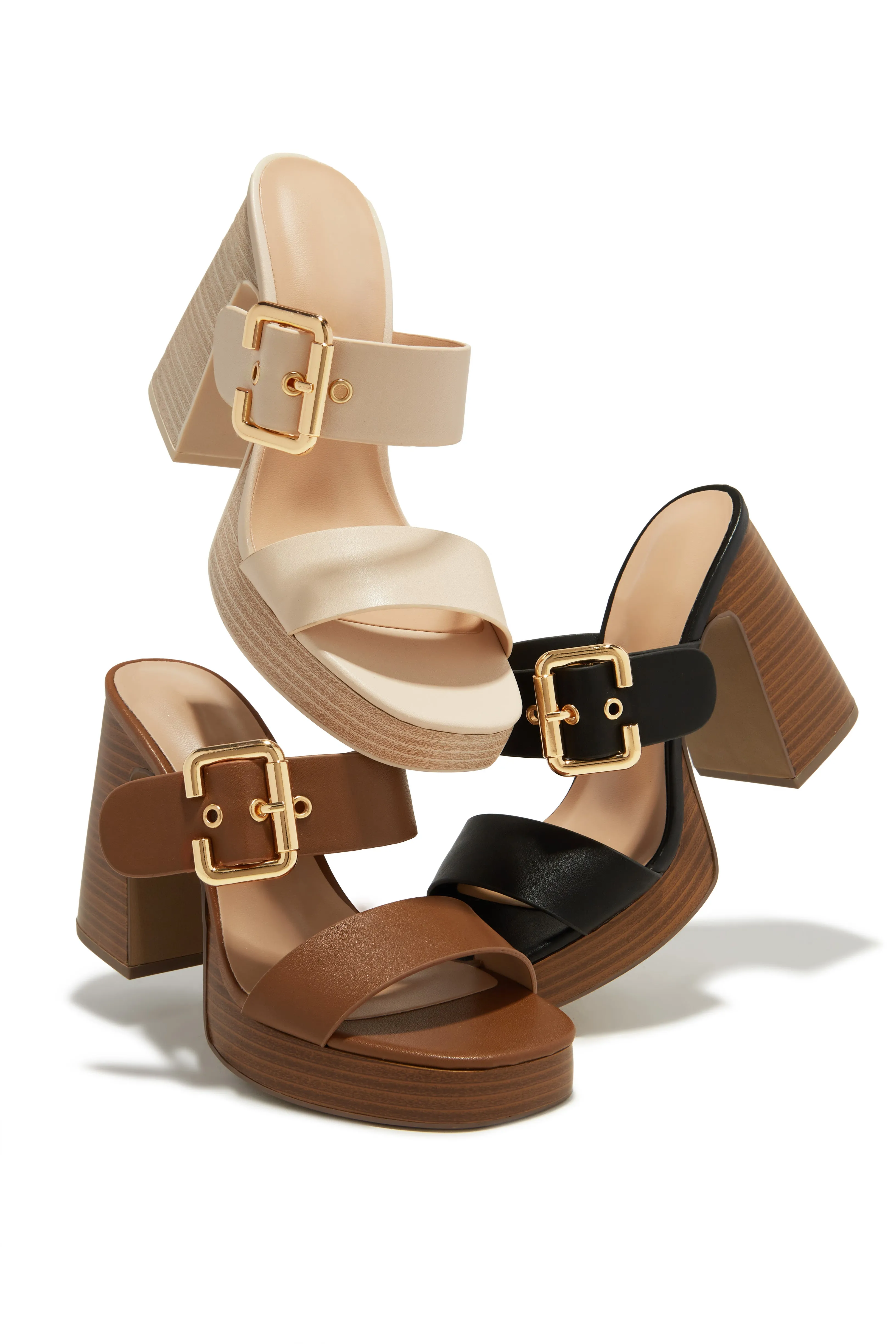 Adrina Platform Block Heel Mules - Tan sold by Miss Lola product image thumbnail 2