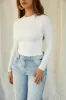 Melia Long Sleeve Bodysuit - White sold by Miss Lola