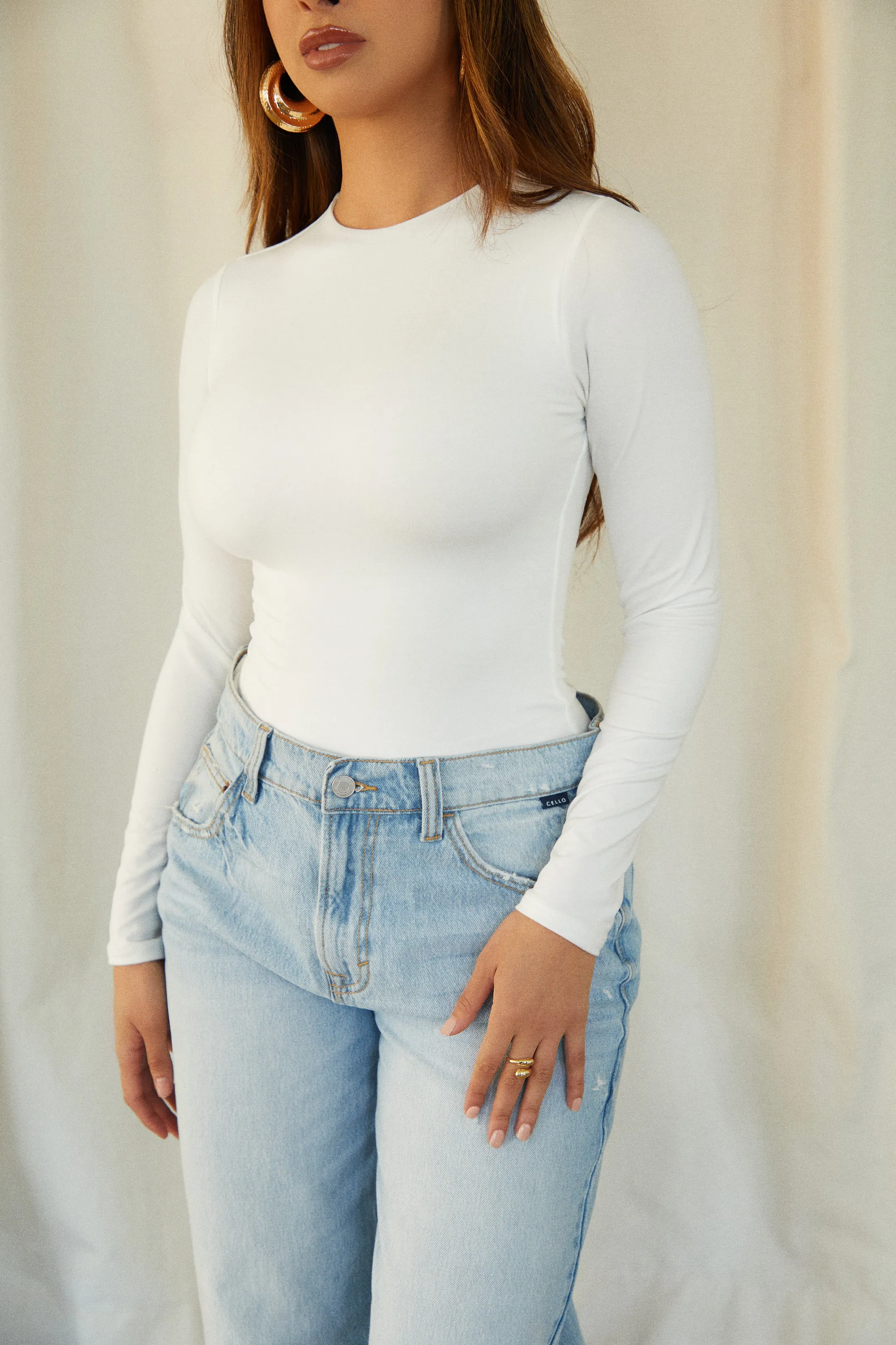 Melia Long Sleeve Bodysuit - White sold by Miss Lola product image thumbnail 2
