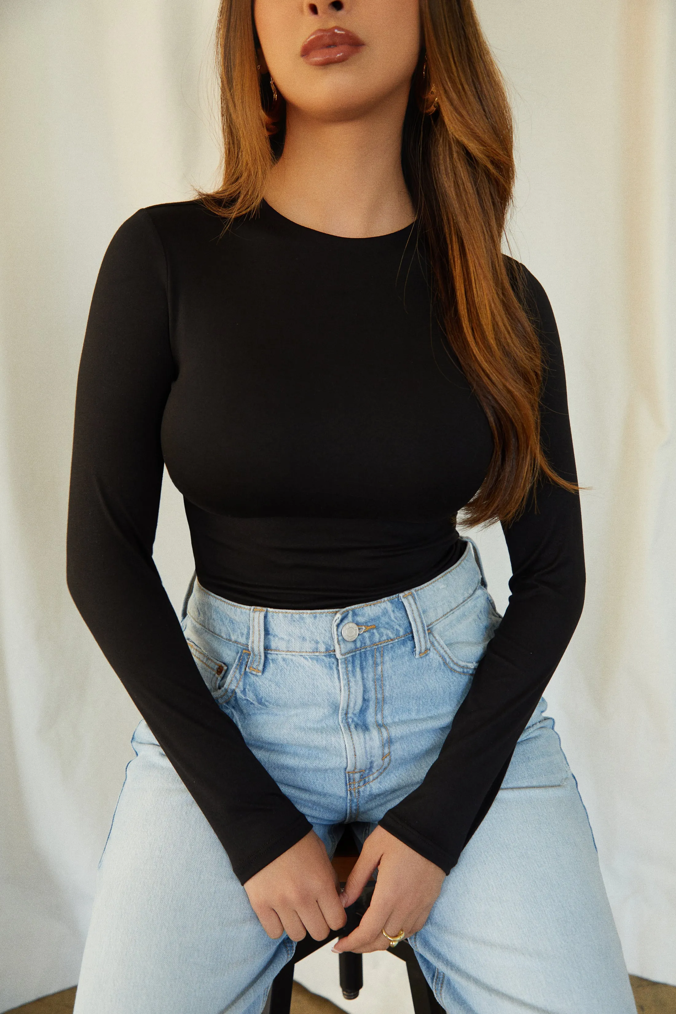 Melia Long Sleeve Bodysuit - White sold by Miss Lola product image thumbnail 5