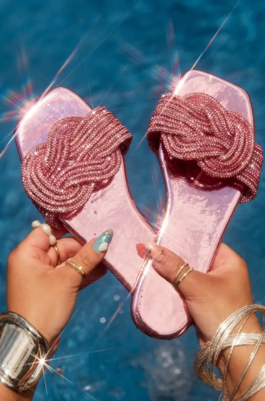 Summer Desires Embellished Slip On Sandals - Pink sold by Miss Lola