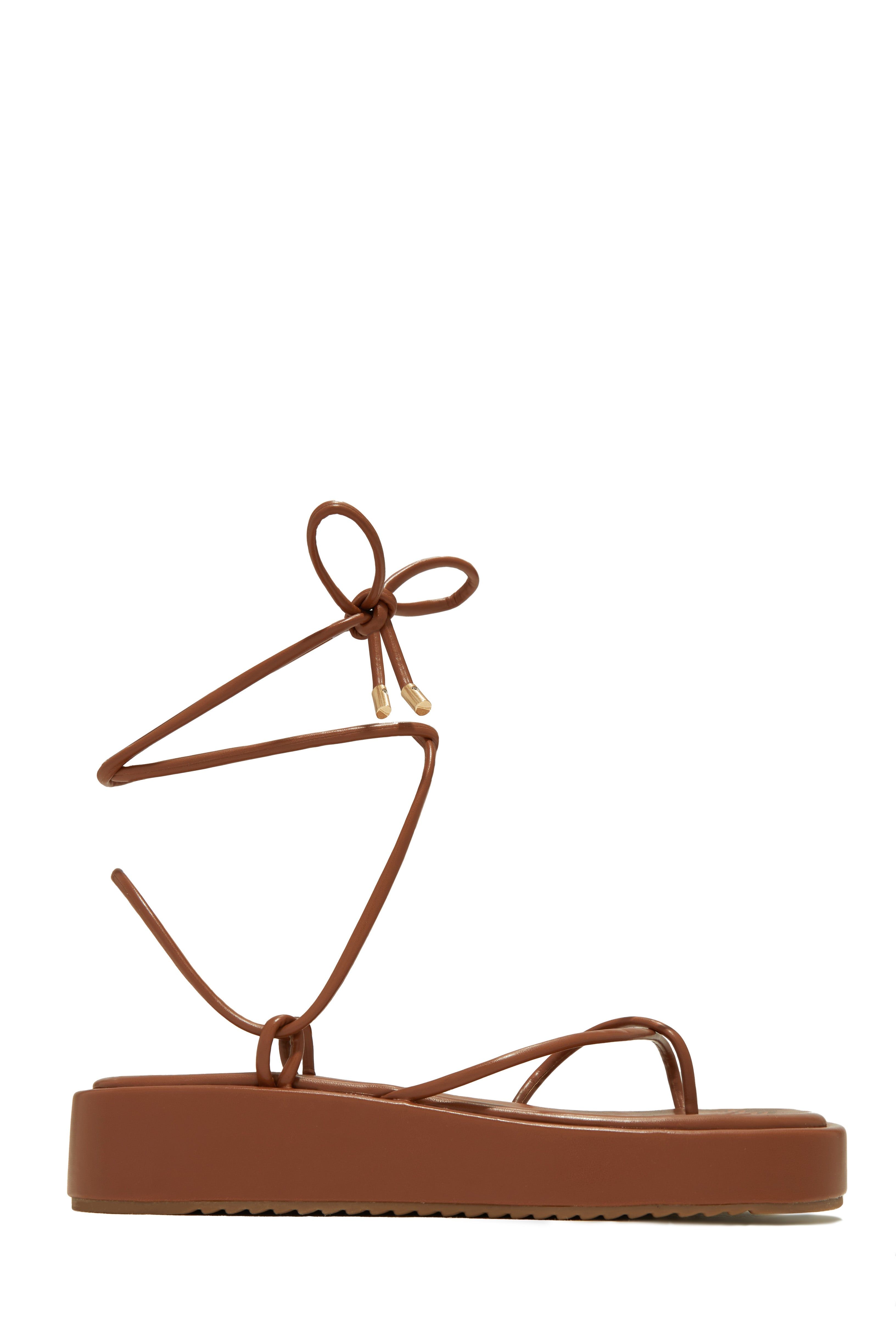 Mykonos Island Lace Up Platform Sandals - Tan sold by Miss Lola product image thumbnail 4