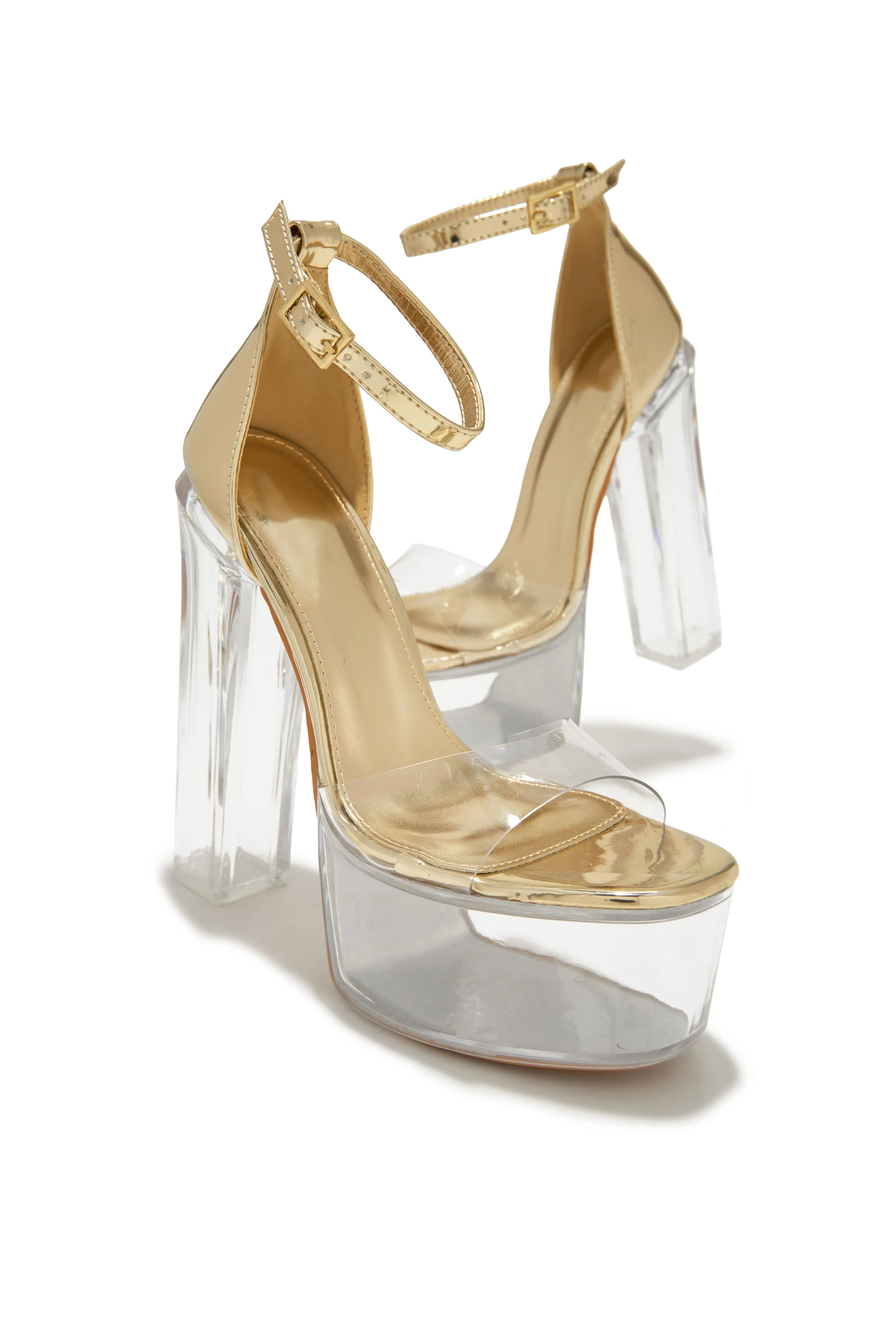 High Rise Platform Block High Heels - Gold sold by Miss Lola product image thumbnail 5