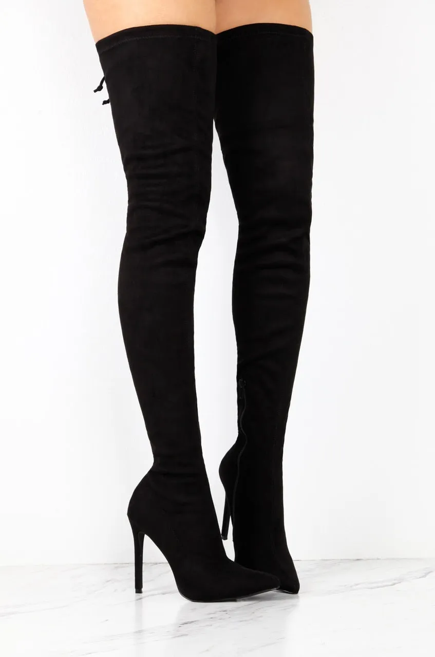 Groundbreaking Over The Knee High Heel Boots - Black sold by Miss Lola product image thumbnail 5
