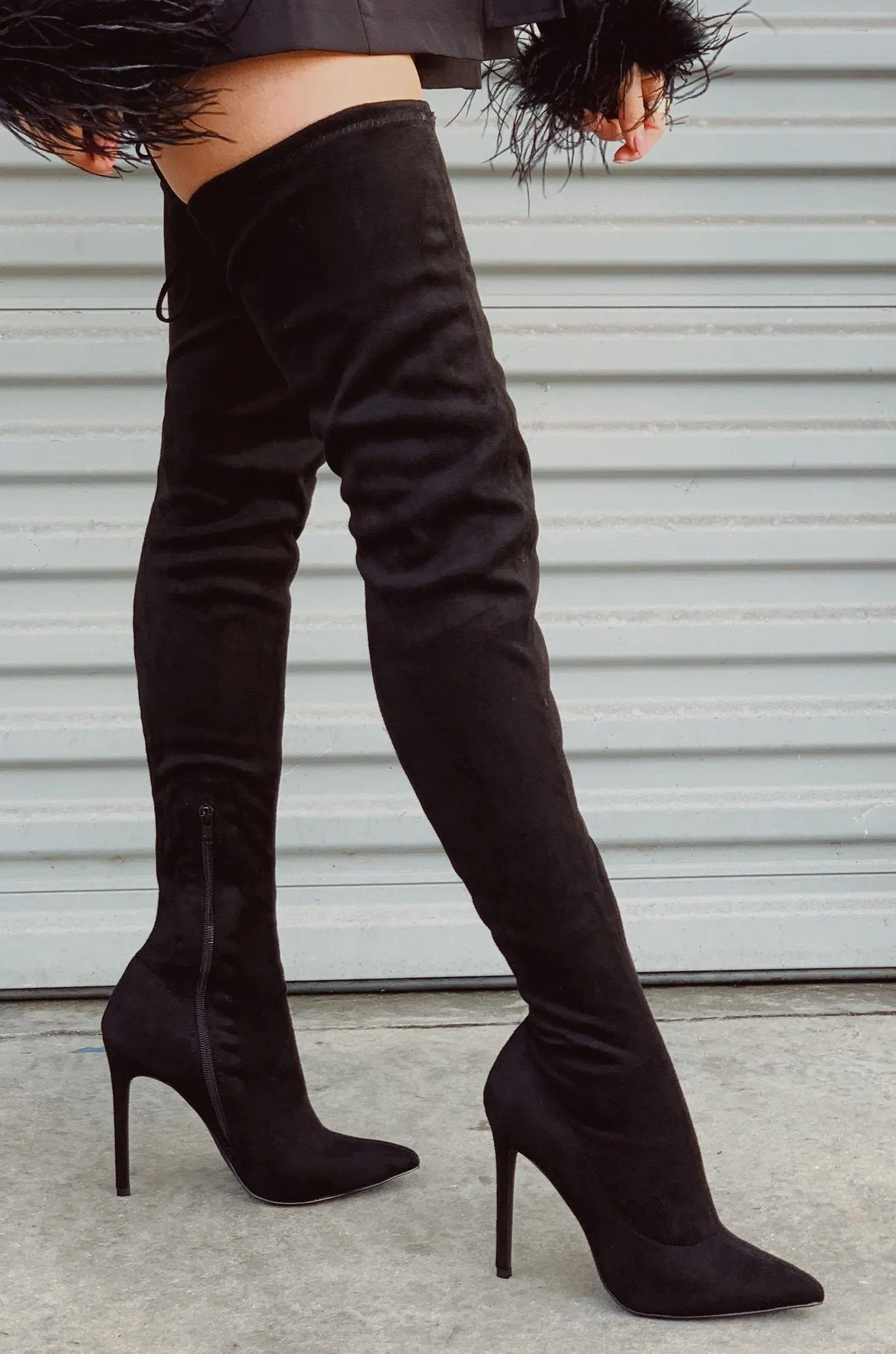 Groundbreaking Over The Knee High Heel Boots - Black sold by Miss Lola product image thumbnail 4